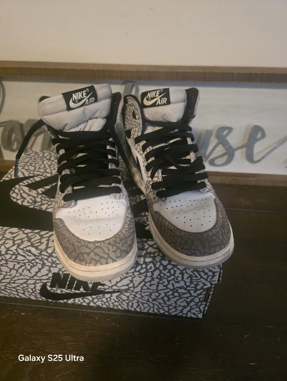 Nike Kids White & Black High-Top Sneakers with Elephant Print